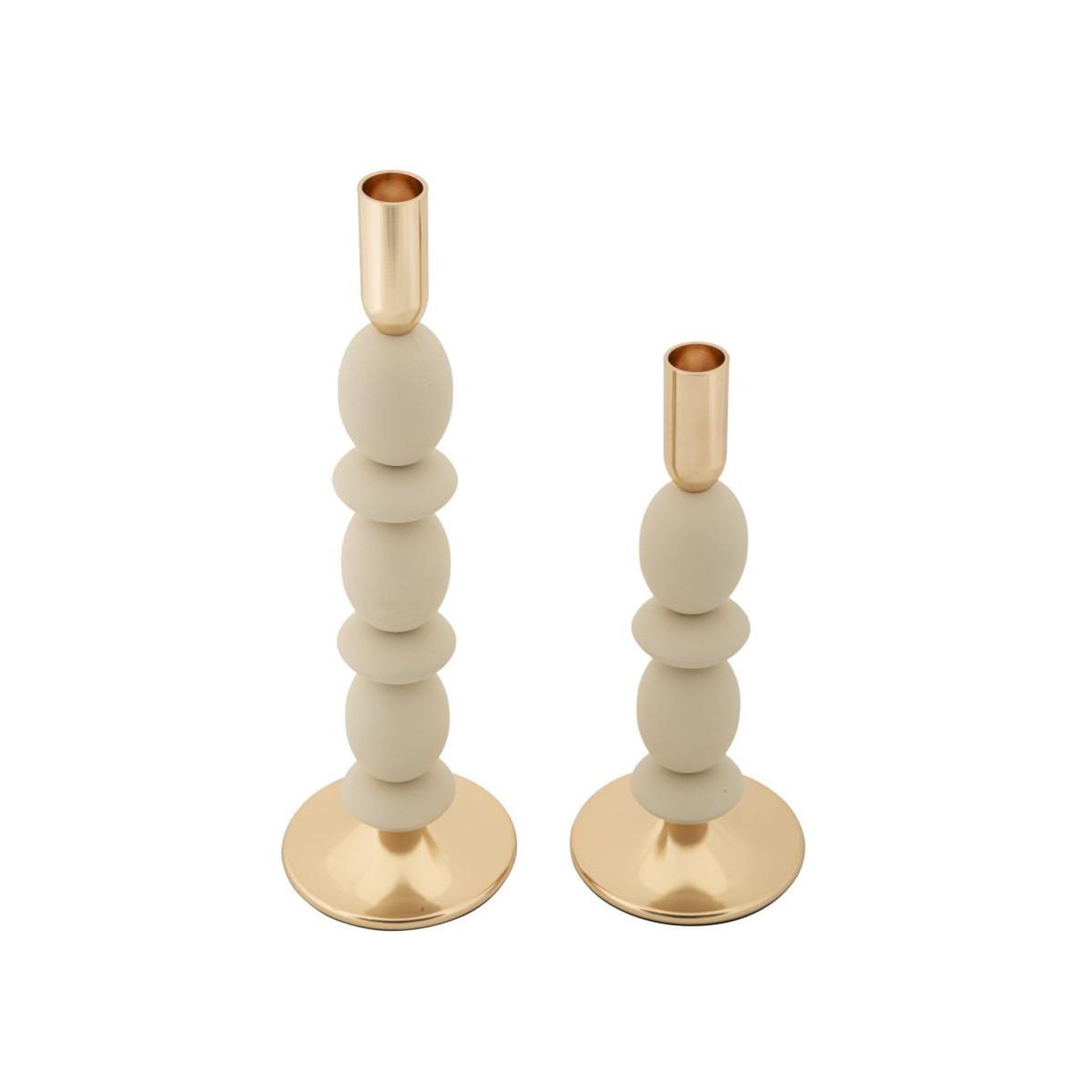 Voir la diapositive 2 : Paris Prix Lot de 2 chandeliers  shuttle  33cm crème & or