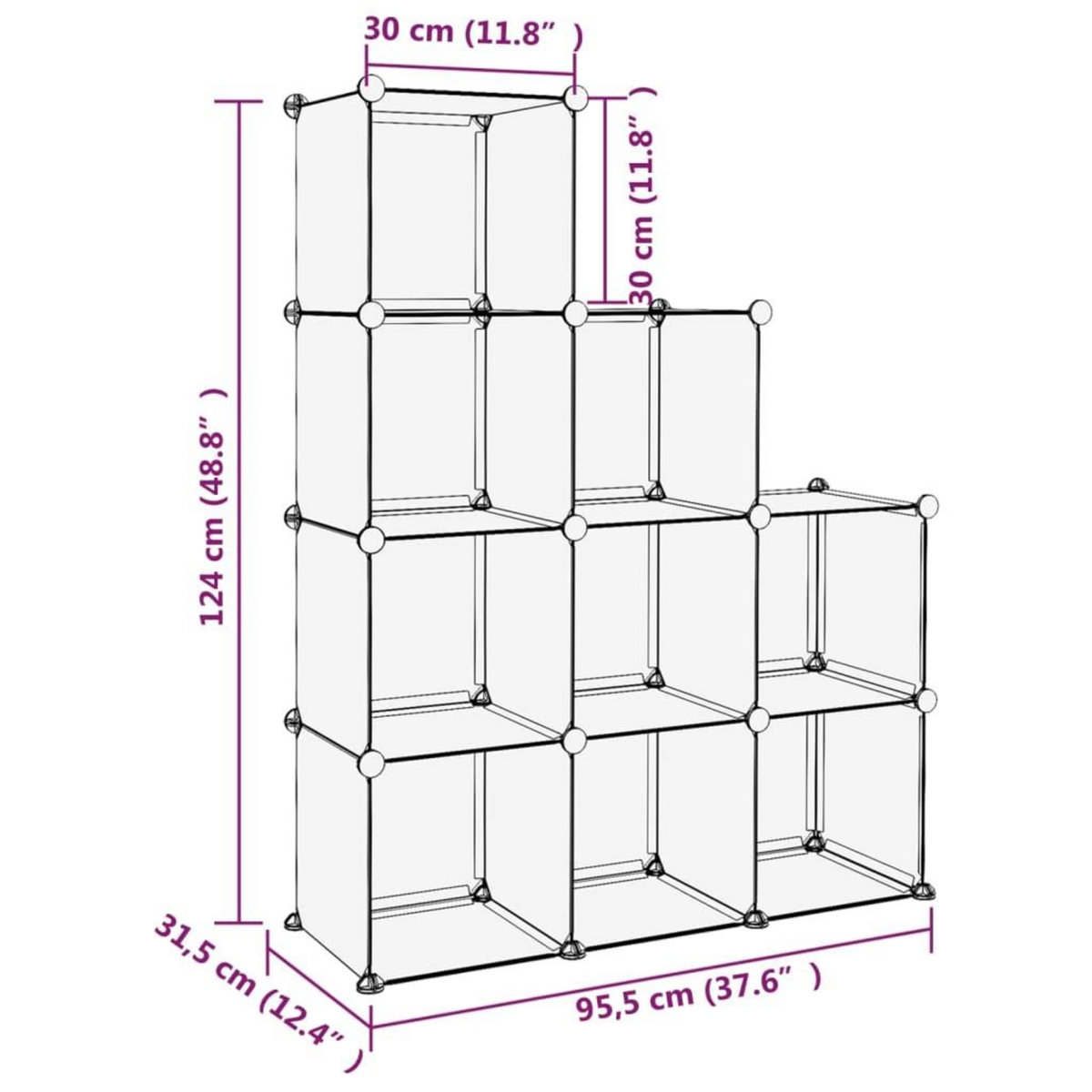 VIDAXL Cubes de rangement 9 pcs Transparent PP