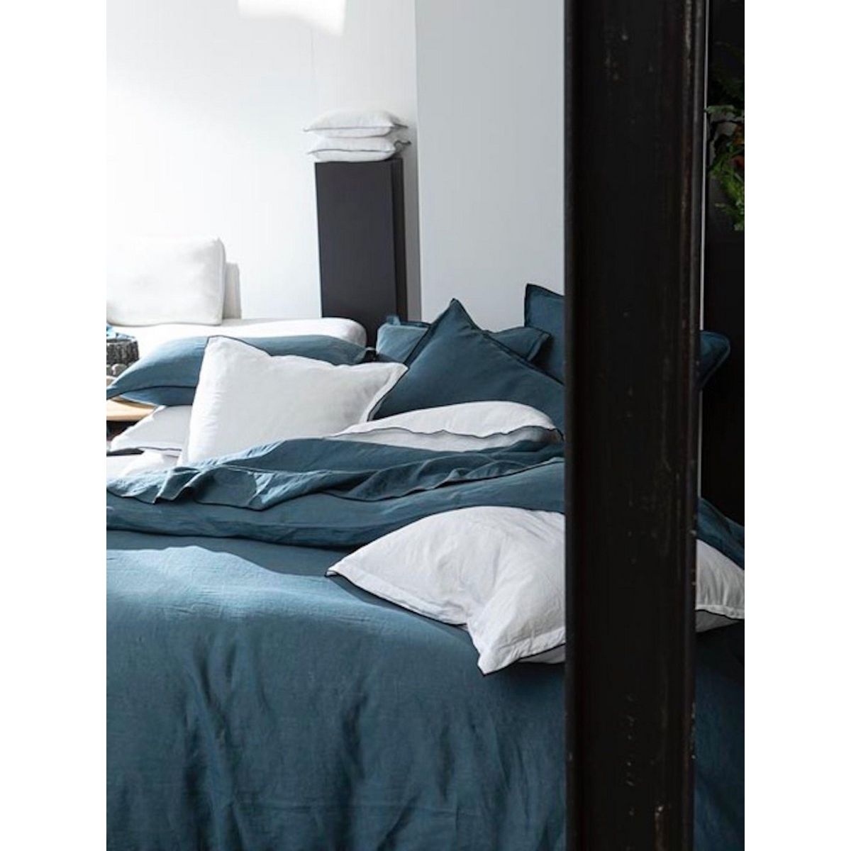 BATON ROUGE Drap housse 100% lin lavé, uni