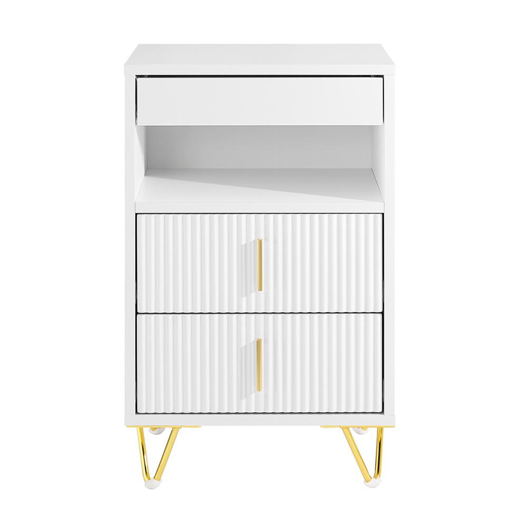 SOBUY SoBuy - Table De Chevet à 3 tiroirs - Blanc - 40x40x63cm - Moderne - FBT168-W