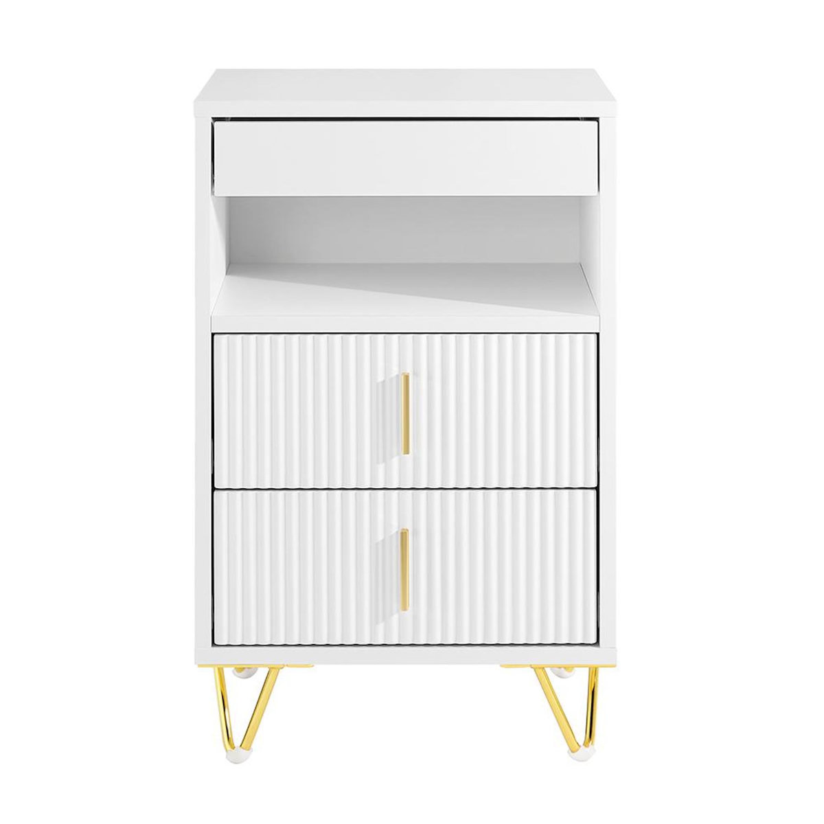 SOBUY SoBuy - Table De Chevet à 3 tiroirs - Blanc - 40x40x63cm - Moderne - FBT168-W