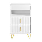 SOBUY SoBuy - Table De Chevet à 3 tiroirs - Blanc - 40x40x63cm - Moderne - FBT168-W