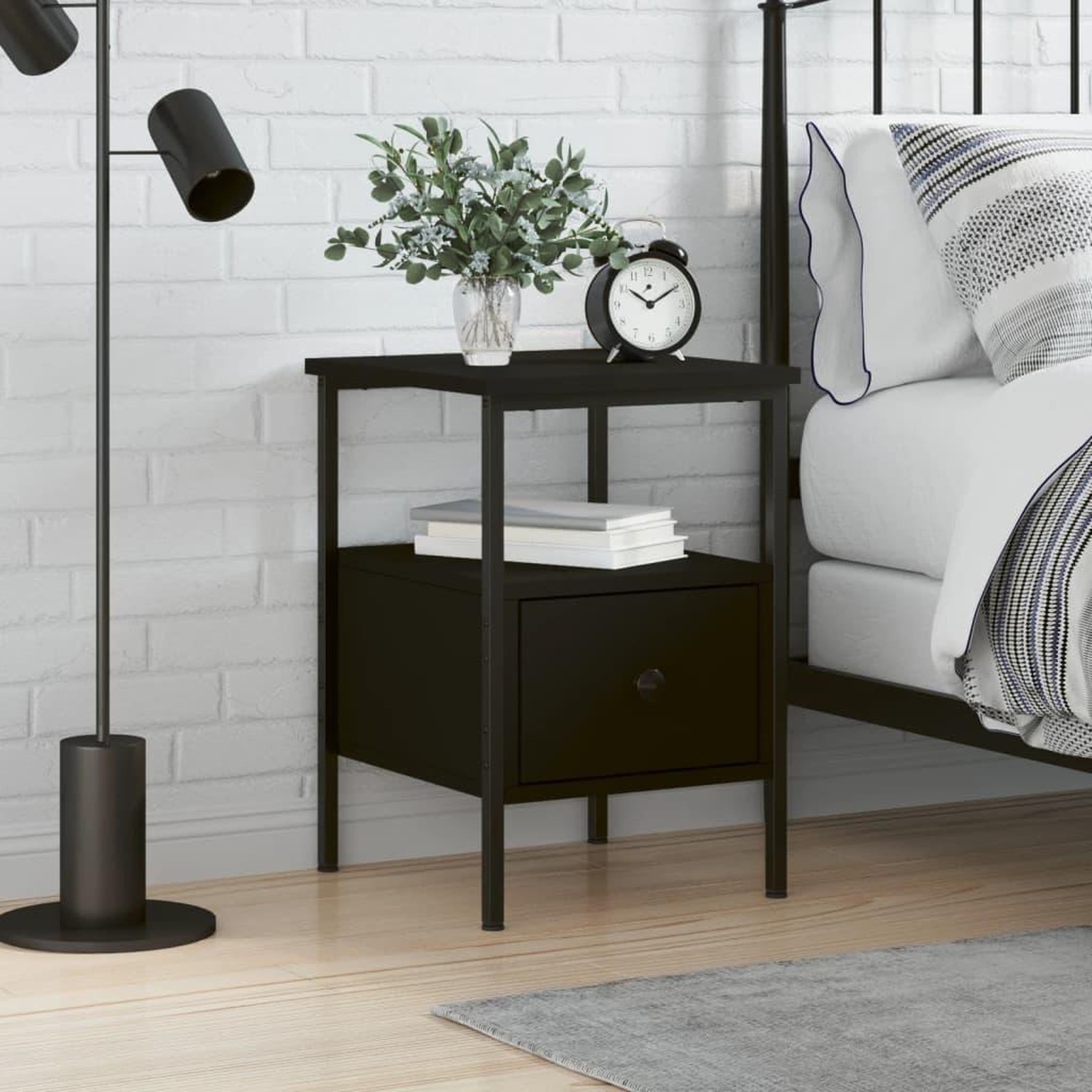 VIDAXL Table de chevet noir 34x36x50 cm bois d'ingenierie