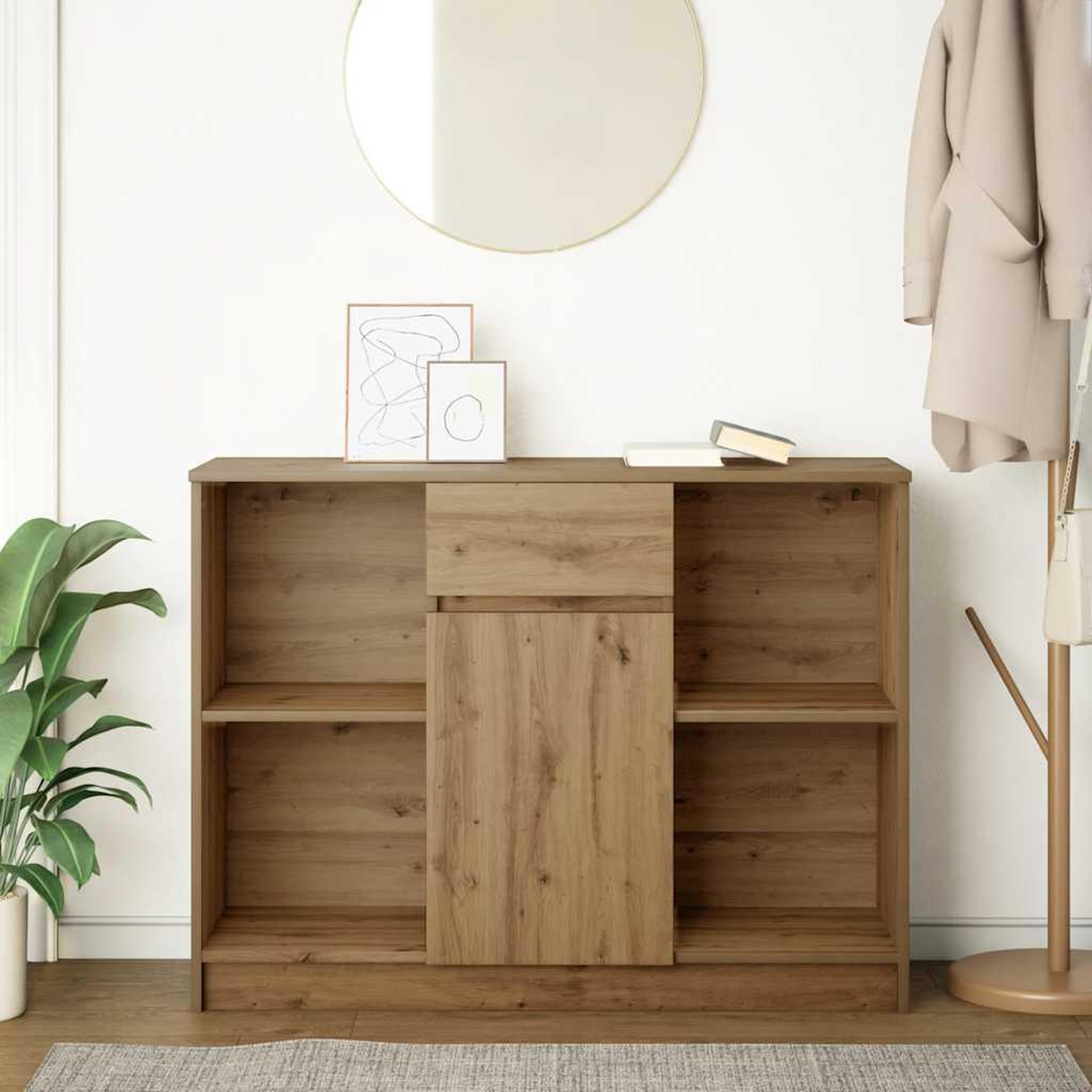 Voir la diapositive 3 : VIDAXL Buffet avec tiroir chene artisanal 101x35x76 cm bois ingenierie