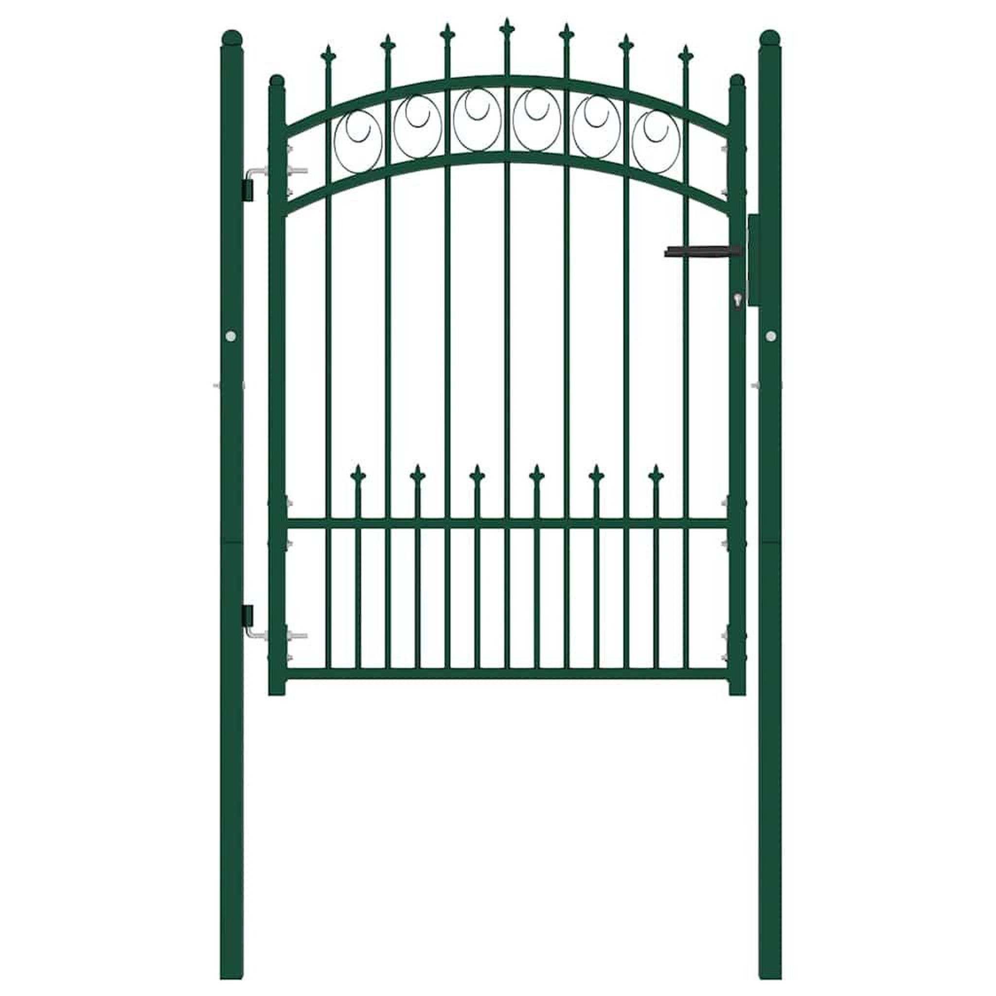 Voir la diapositive 2 : VIDAXL Portail de cloture emmen avec pointes en acier 104 x 109,5 cm vert