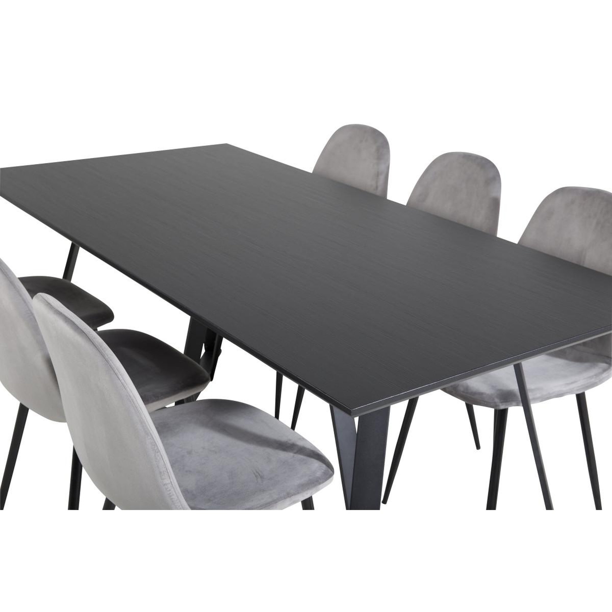Voir la diapositive 4 : Paris Prix Ensemble table à manger & 6 chaises  marina & polar  180cm noir & gris
