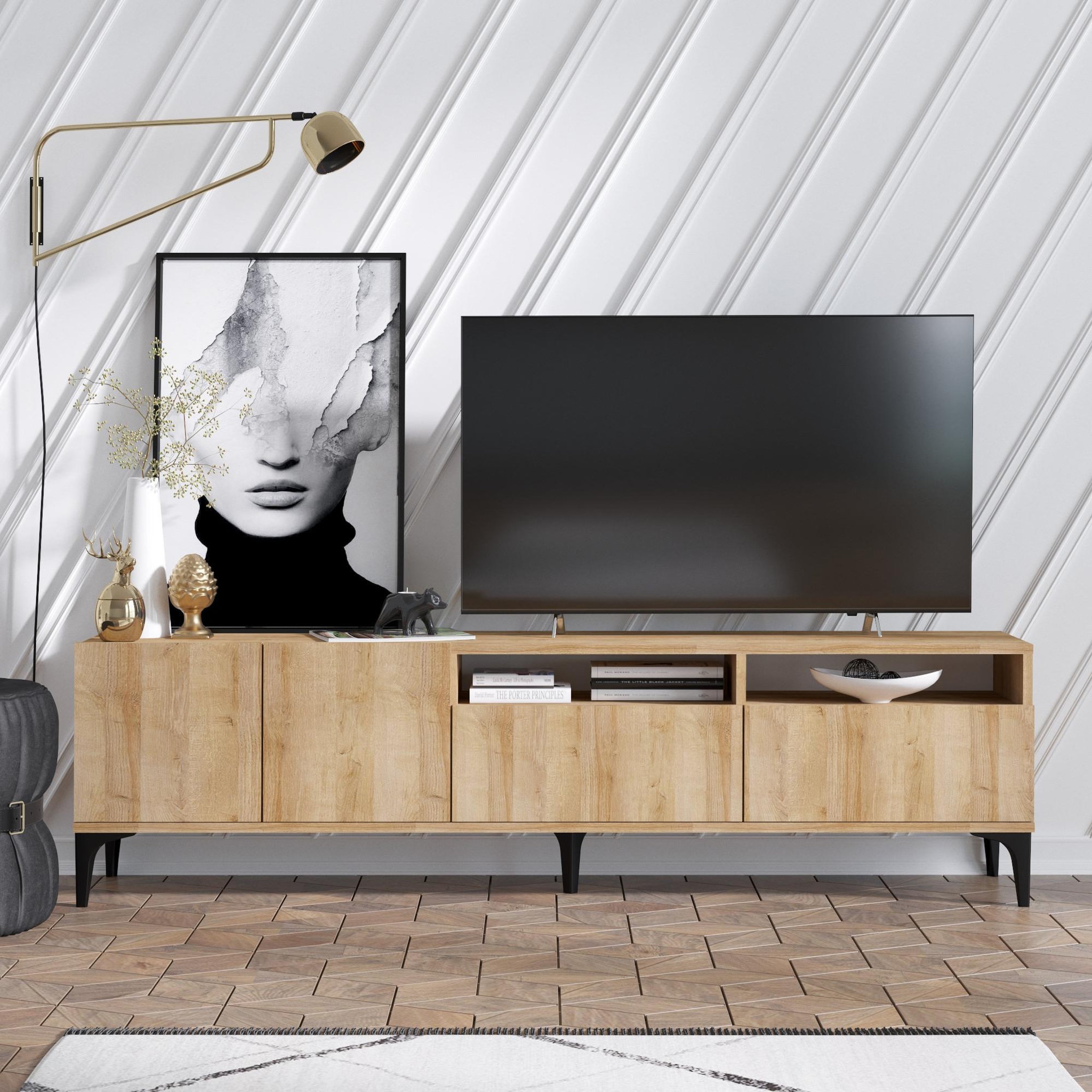 Voir la diapositive 2 : Habitat et Jardin Meuble tv en bois  ross  - 180 x 35 x 52 cm - chêne