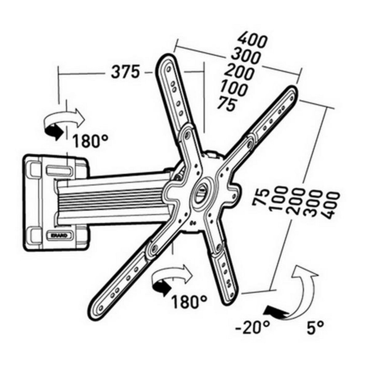 Erard Support mural inclinable pour écran de 30 à 55 - 043440