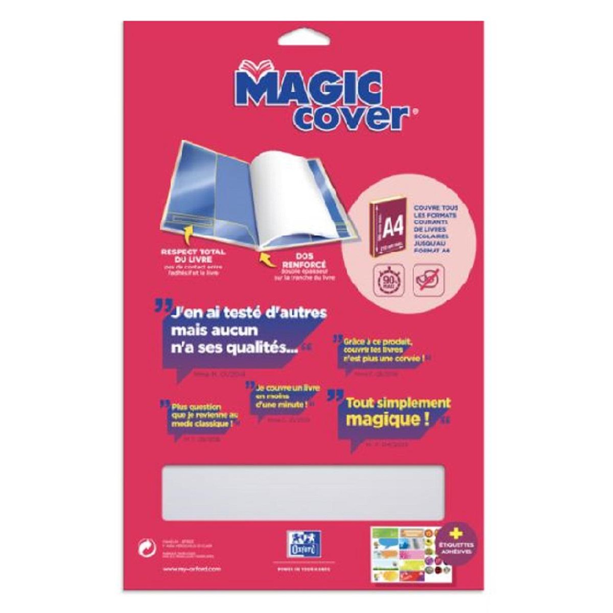 Voir la diapositive 2 : OXFORD Lot de 10 couvres-livres cristal lisse