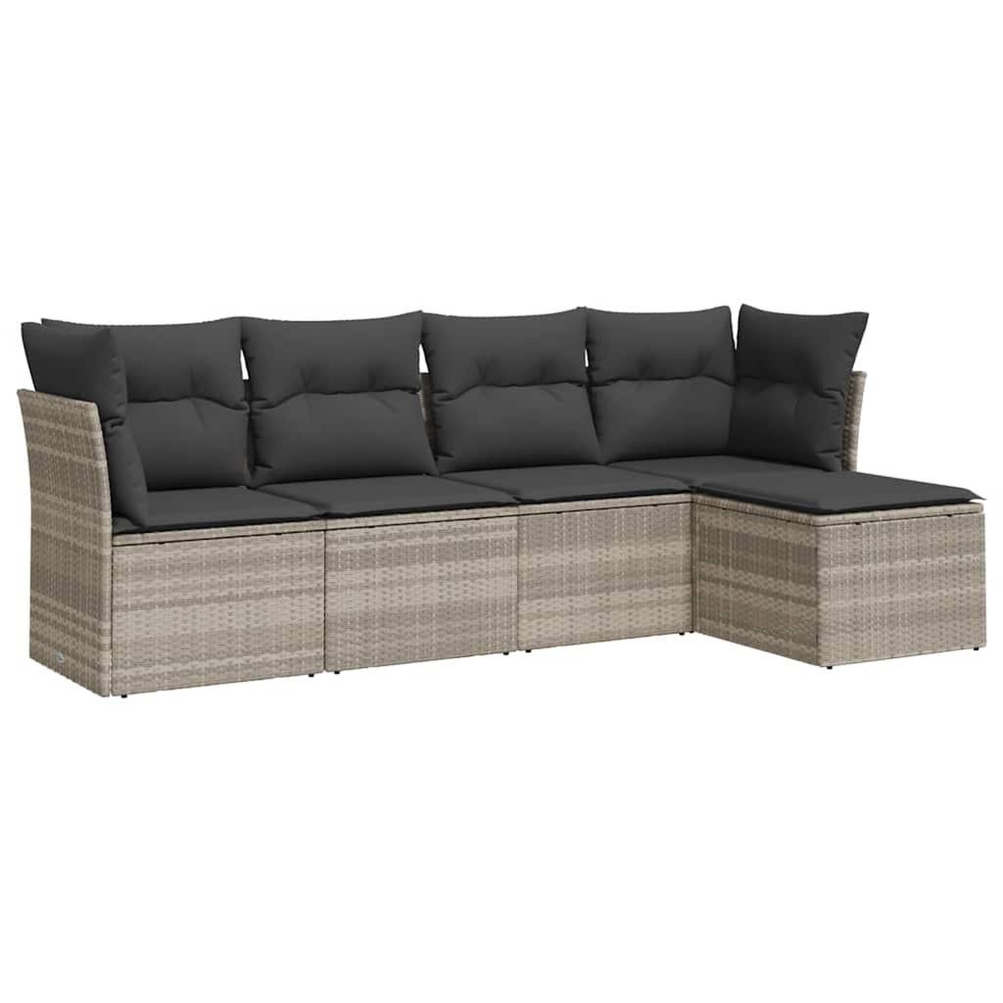 Voir la diapositive 2 : VIDAXL Salon de jardin 5 pcs avec coussins gris clair resine tressee