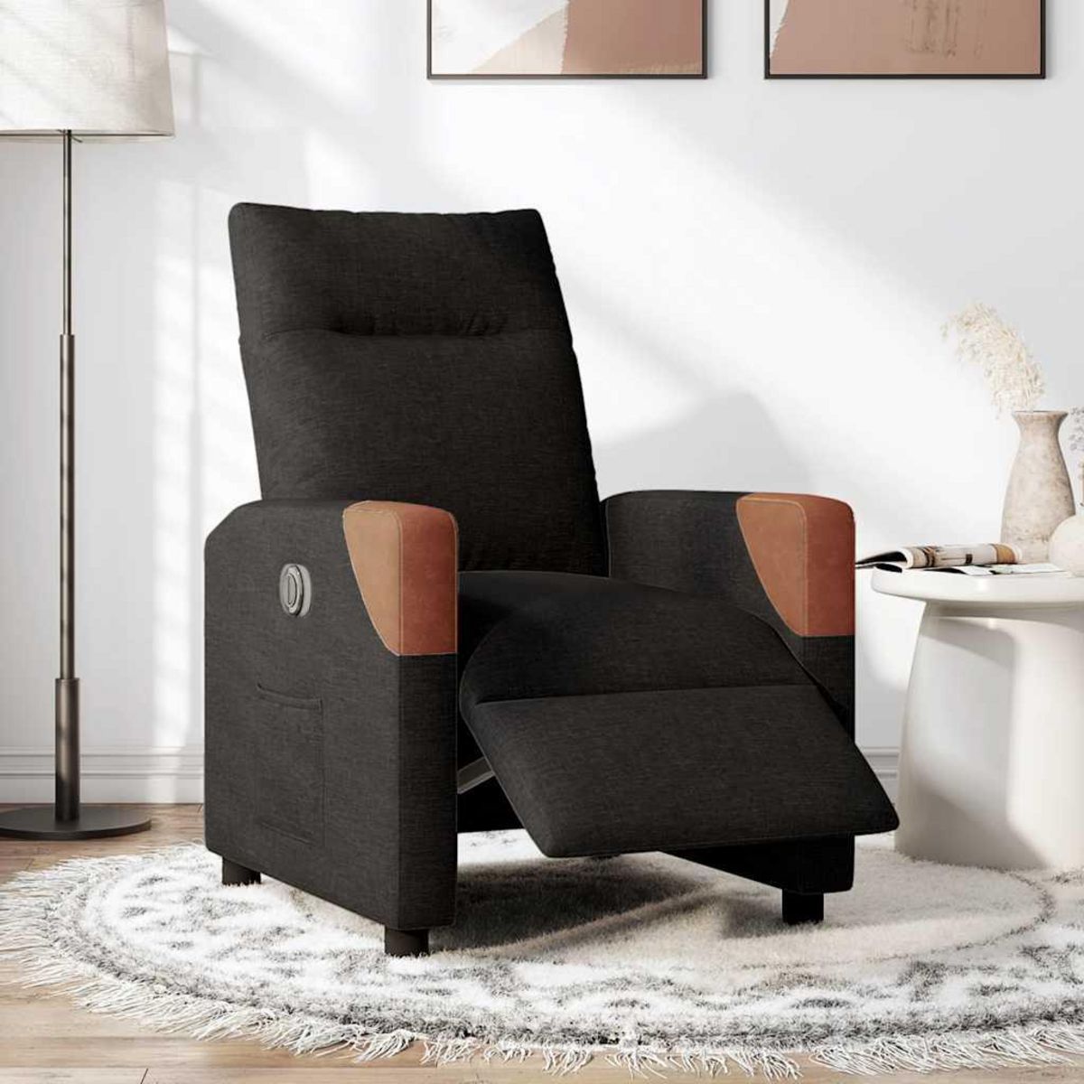 VIDAXL Fauteuil inclinable electrique Noir Tissu