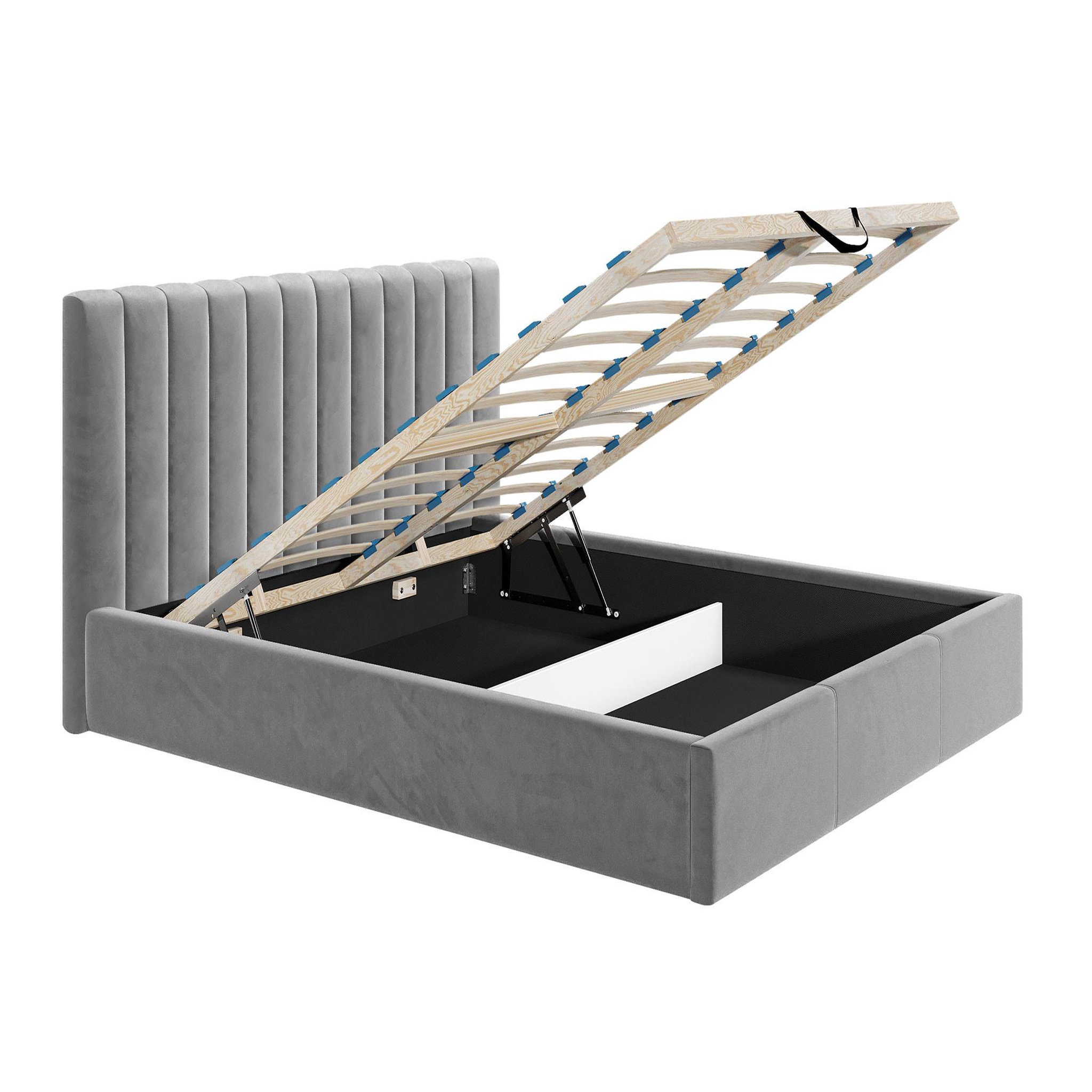 Voir la diapositive 2 : BEST MOBILIER Rosario - lit coffre - 180x200 - sommier inclus - en velours