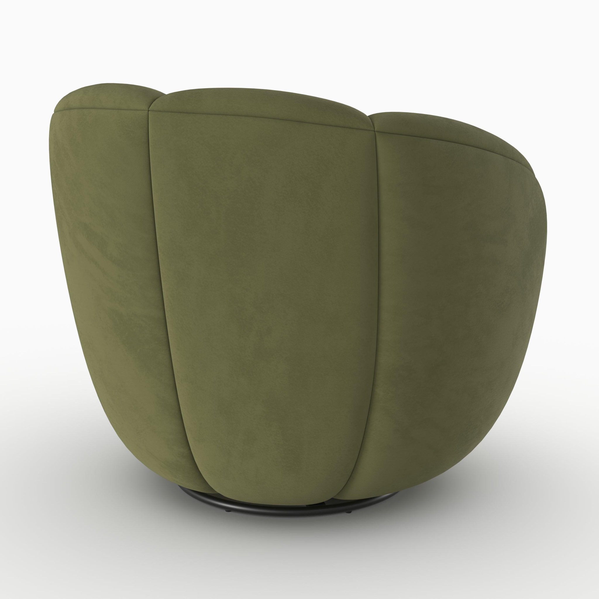 Voir la diapositive 6 : MAISON PAVANE Fauteuil pivotant en velours vert olive foncé-ysé
