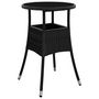 Voir la diapositive 2 : VIDAXL Table de jardin Ø60x75 cm Verre trempe/resine tressee Noir