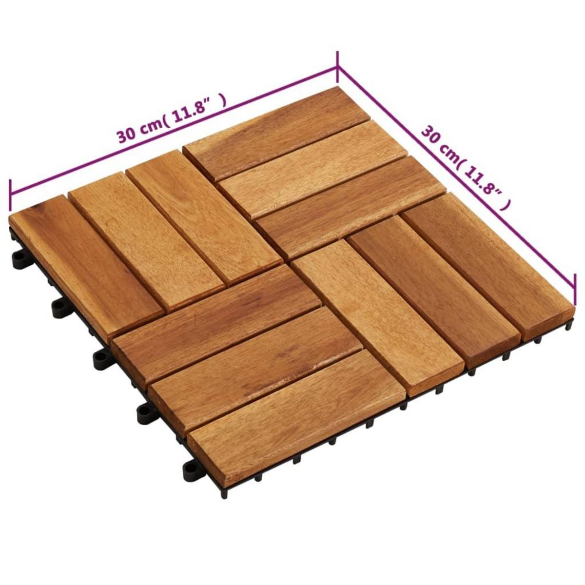 VIDAXL Kit de tuiles de plancher en acacia 30 x 30 cm 20 pcs