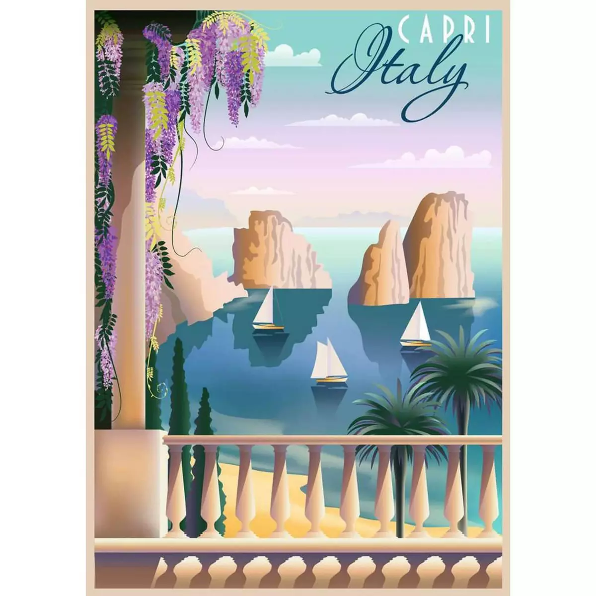 RAVENSBURGER Puzzle 1000 pièces : Carte postale de Capri, Italie