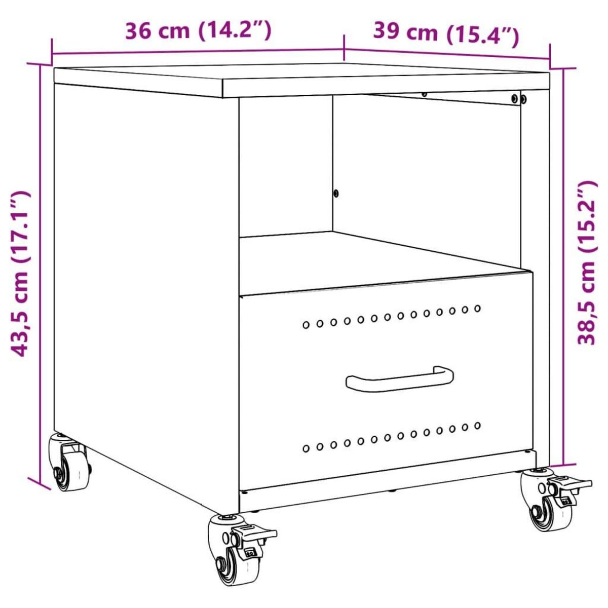 VIDAXL Tables de chevet 2 pcs anthracite 36x39x43,5 cm acier