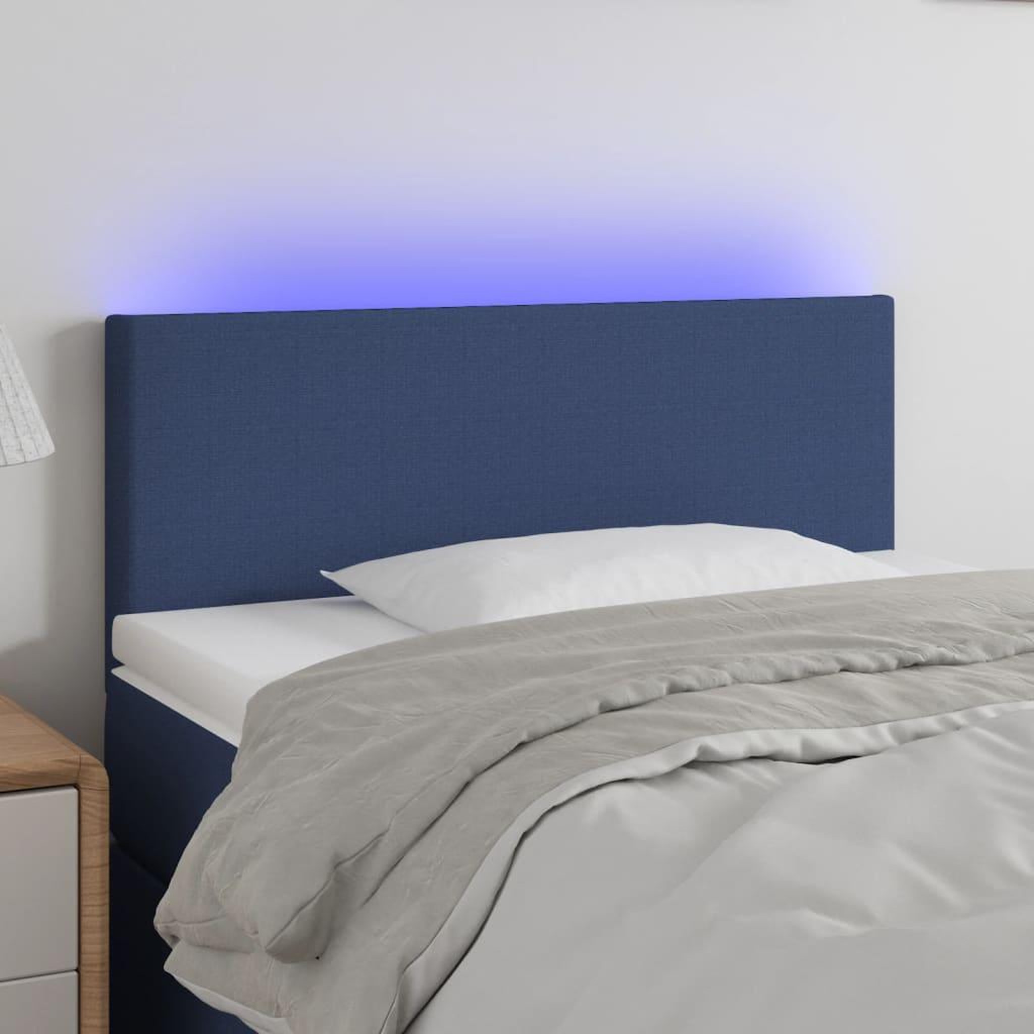 Voir la diapositive 1 : VIDAXL Tete de lit a LED Bleu 100x5x78/88 cm Tissu