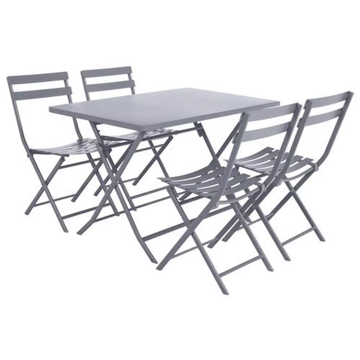 TOILINUX Table avec chaises pliables Greensboro - 4 Personnes - Gris quartz