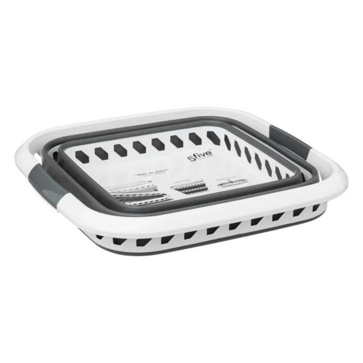 FIVE Corbeille à Linge  Rétractable  40L Blanc & Gris