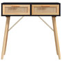 Voir la diapositive 4 : VIDAXL Table console Noir 80x30x75 cm Bois massif pin /rotin naturel