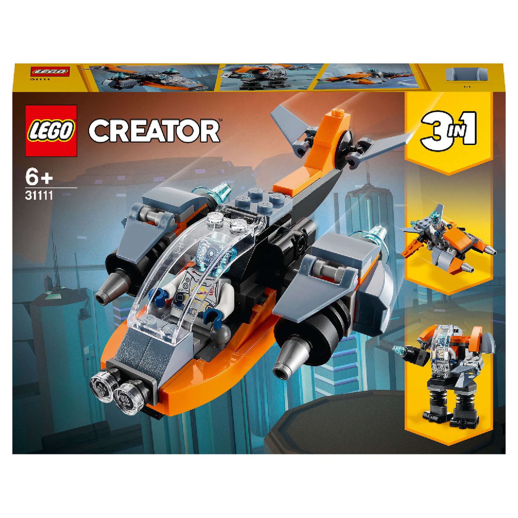 Voir la diapositive 1 : LEGO Creator 31111 - Le cyber drone, Jouet de Construction de l&rsquo;Espace, Robot, Scooter et Minifigure