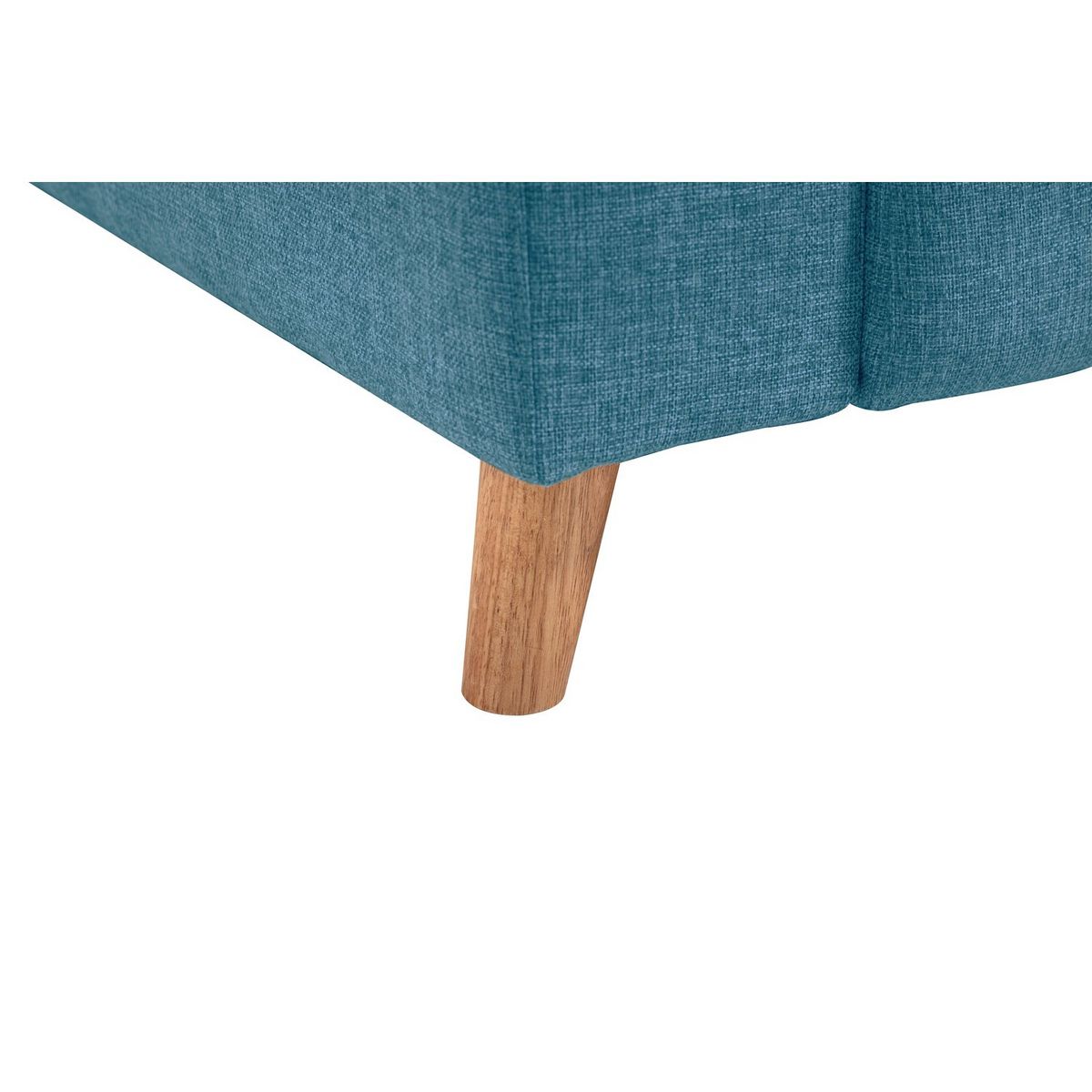 Canapé de relaxation  manuel 3 places en tissu  coloris bleu et pieds bois hêtre BERKAM