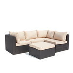 CONCEPT USINE Salon de jardin modulable 5 places en résine tressée blanc MILANO