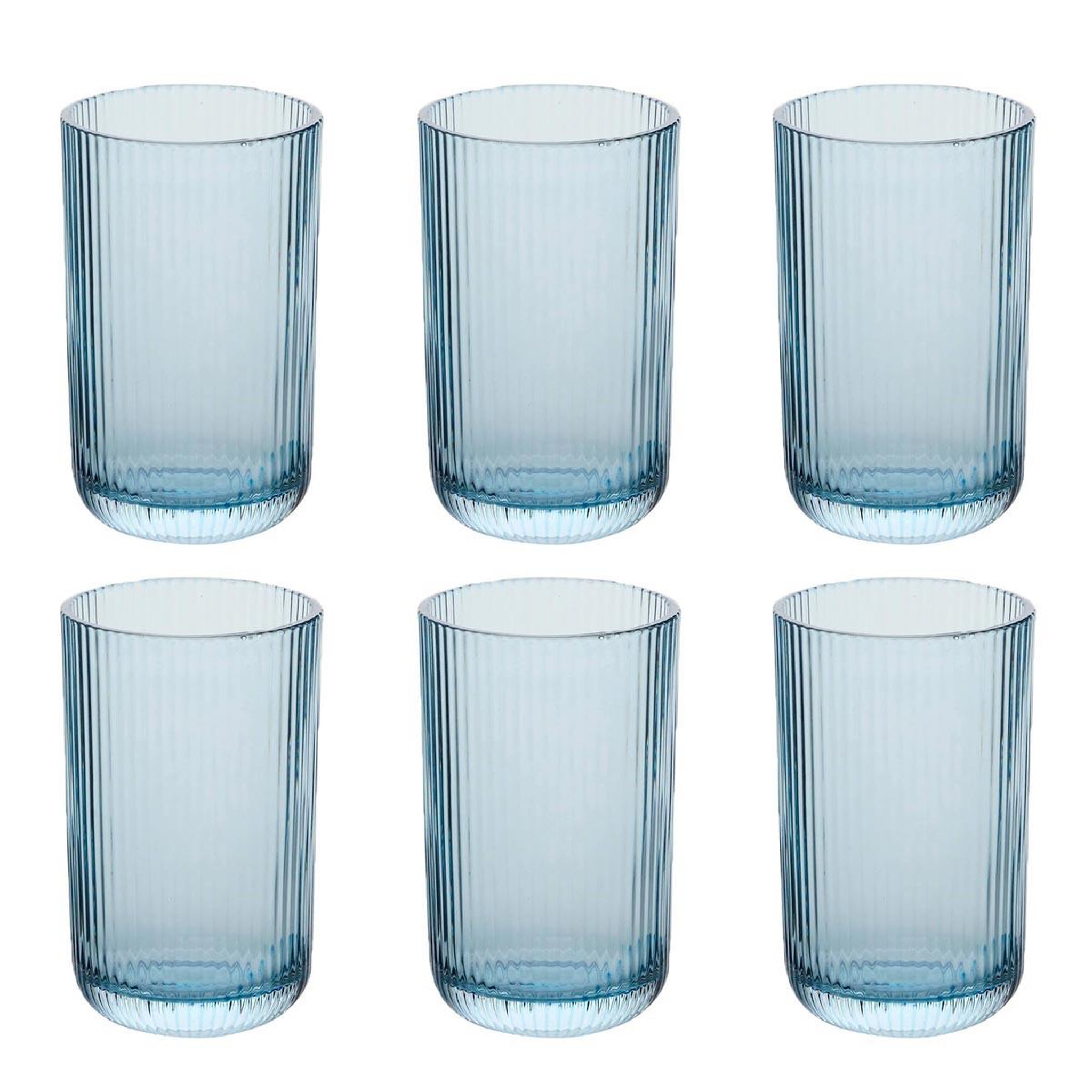SECRET DE GOURMET Lot de 6 verres hauts strie  ema  43cl bleu