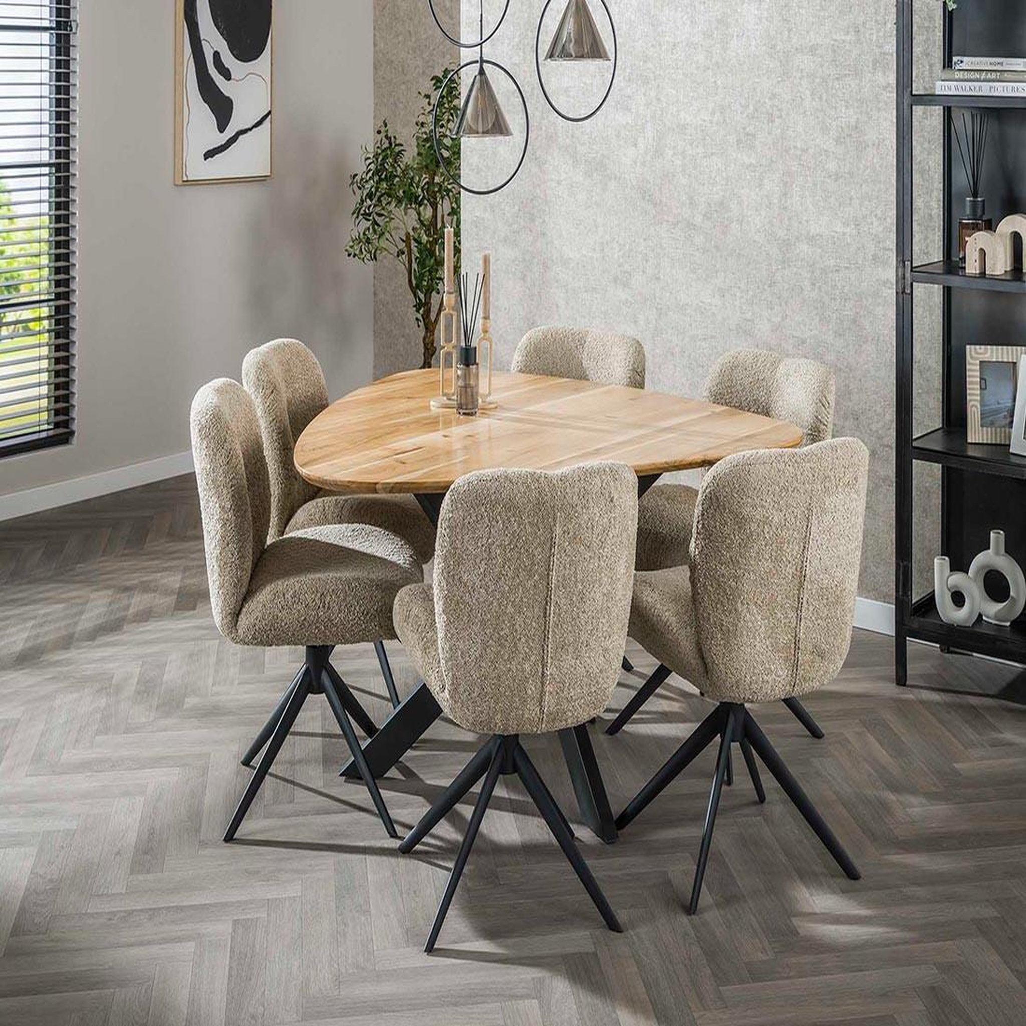 LISA DESIGN Makana - table à manger - bois massif d'acacia et métal - 6 personnes. Coloris disponibles : Marron