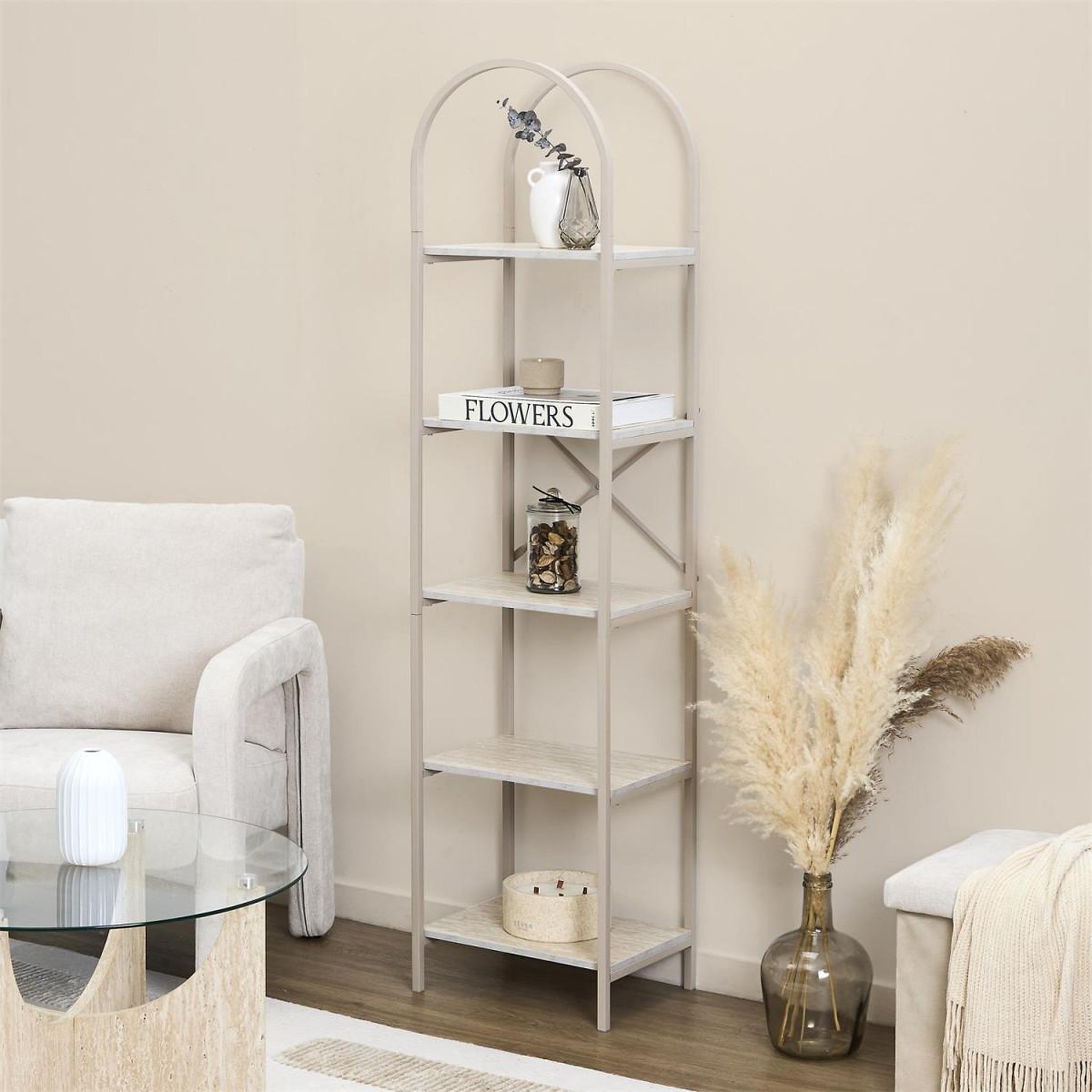 Voir la diapositive 5 : The Home Deco Factory Étagère arche 5 niveaux  terra nova  163cm beige
