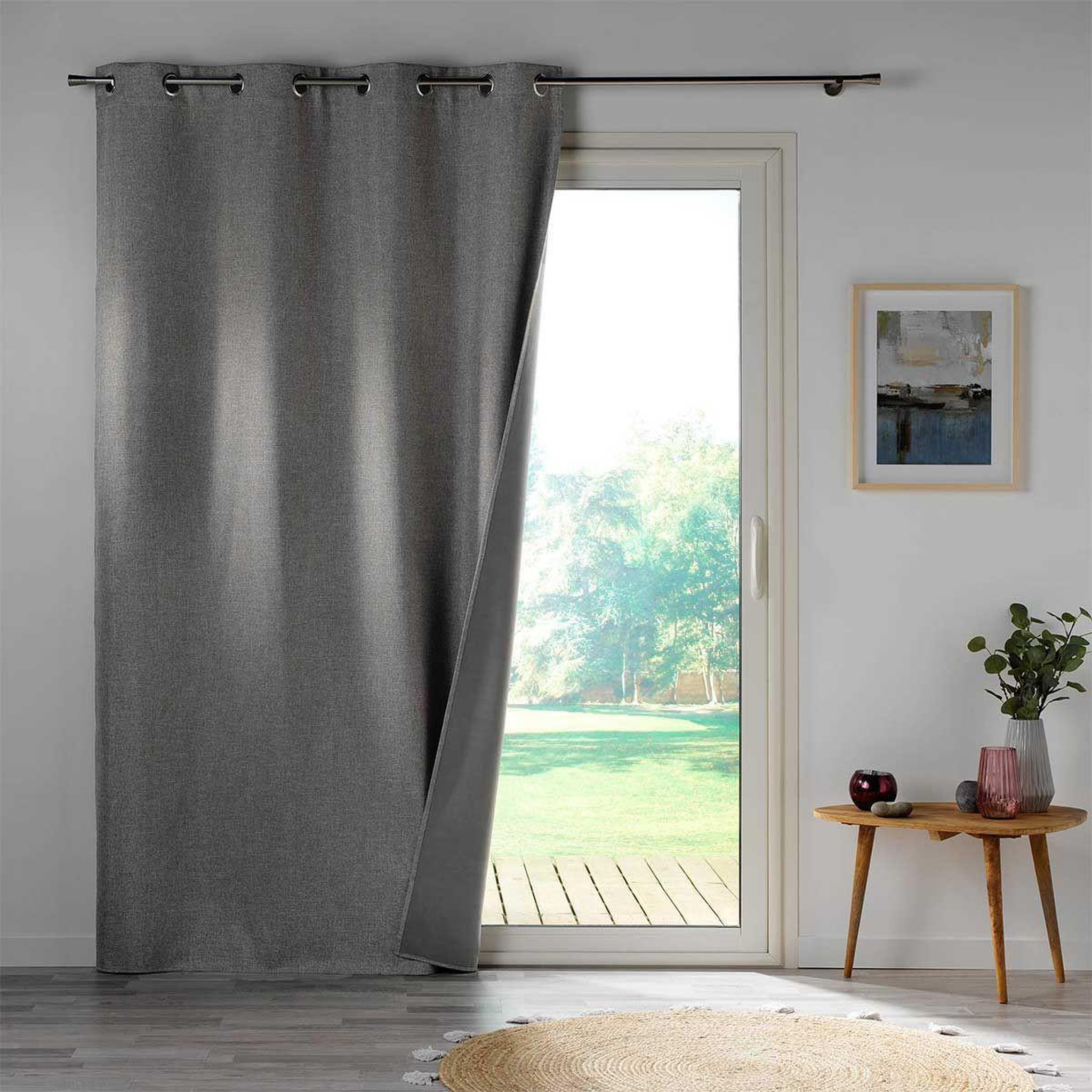 Voir la diapositive 3 : Douceur d'Intérieur Rideau occultant à œillets  crépuscule  140x260cm gris