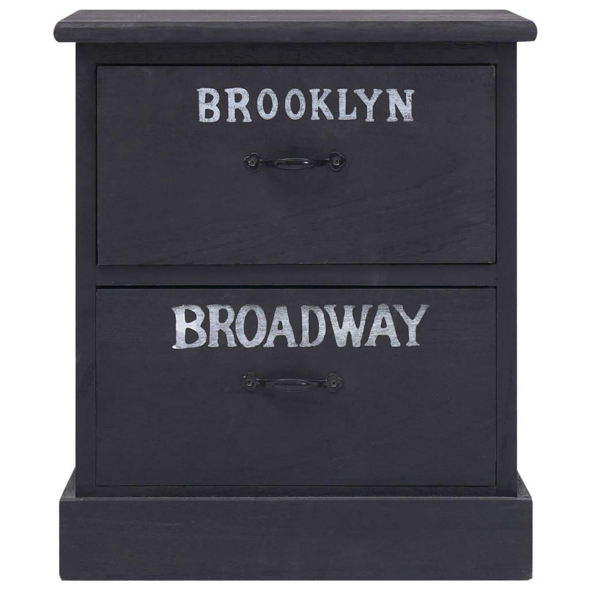 VIDAXL 2 pcs Tables de chevet Noir 38x28x45 cm Bois de Paulownia