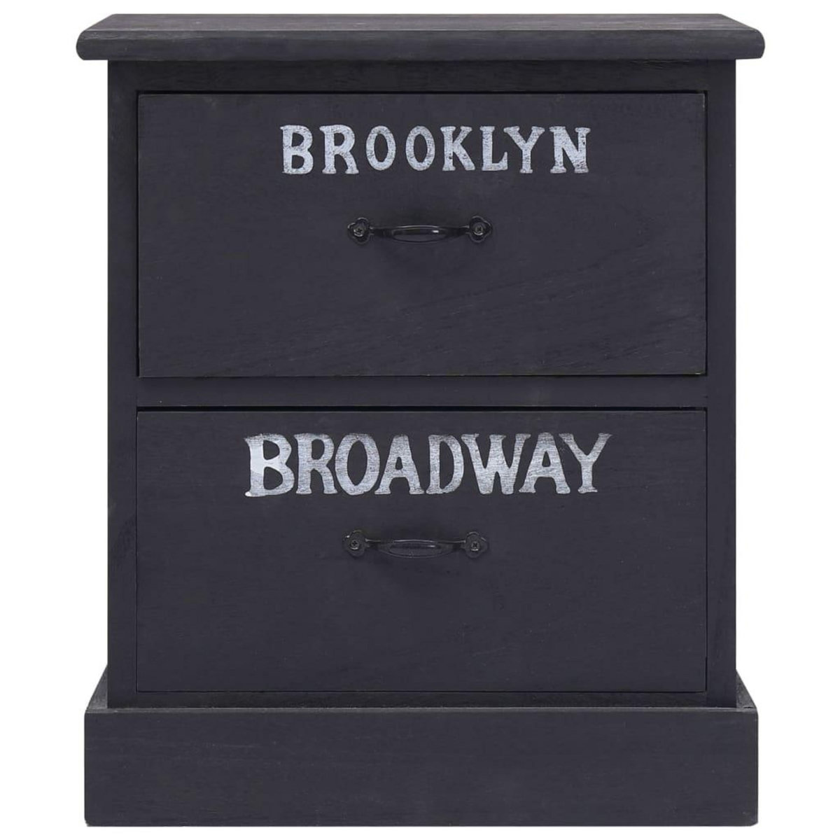 VIDAXL 2 pcs Tables de chevet Noir 38x28x45 cm Bois de Paulownia