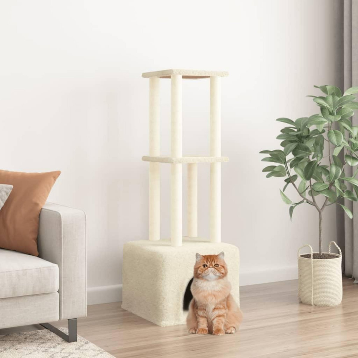 VIDAXL Arbre a chat avec griffoirs en sisal Creme 133,5 cm