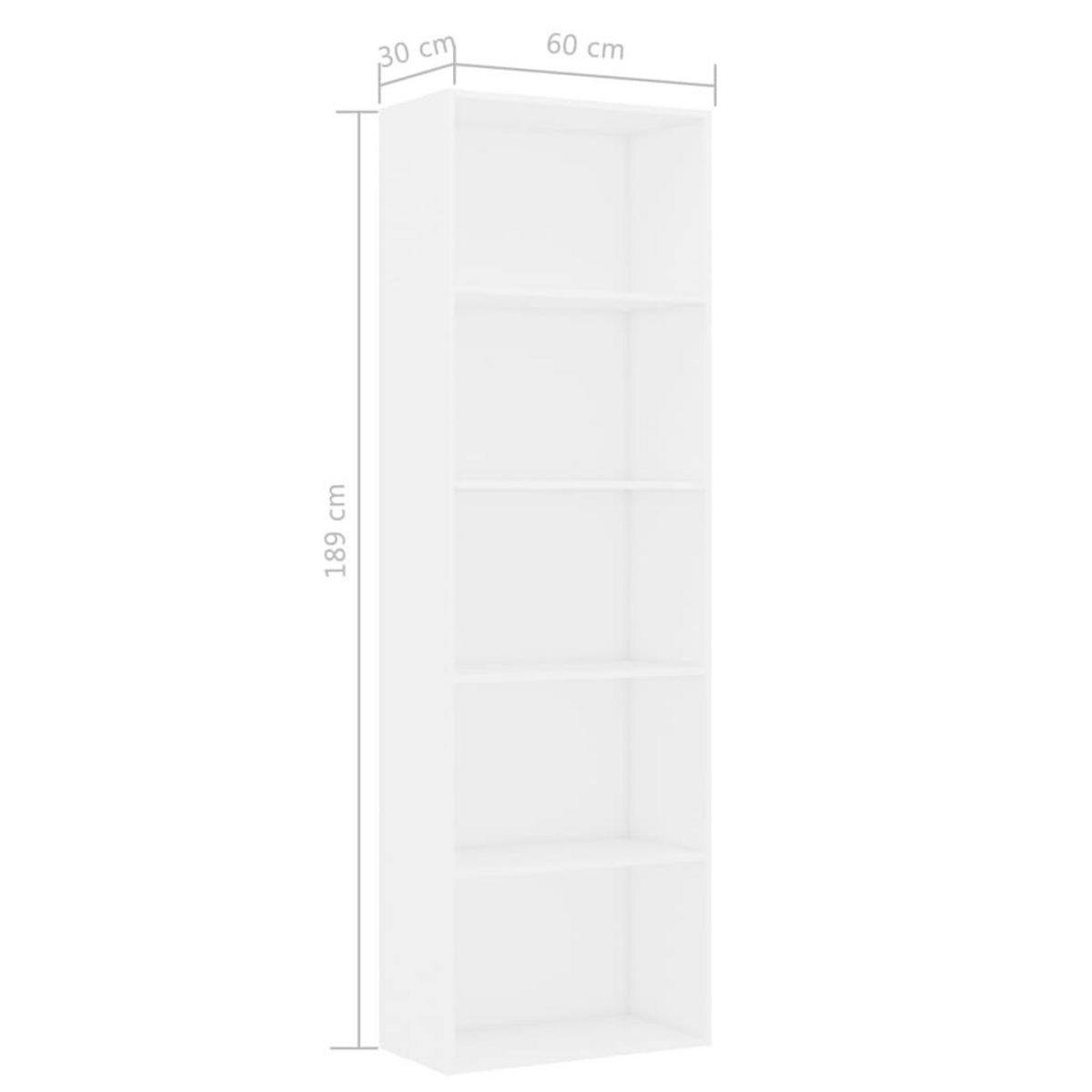 VIDAXL Bibliotheque a 5 niveaux Blanc 60x30x189 cm Bois d'ingenierie