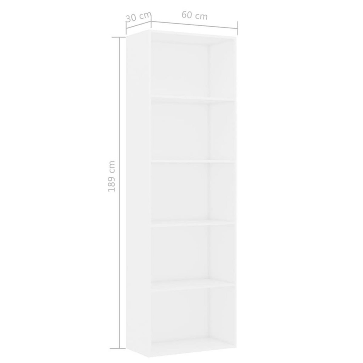 VIDAXL Bibliotheque a 5 niveaux Blanc 60x30x189 cm Bois d'ingenierie