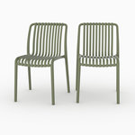 MAISON PAVANE Lot de 2 chaises de jardin empilables en plastique vert kaki-Duli
