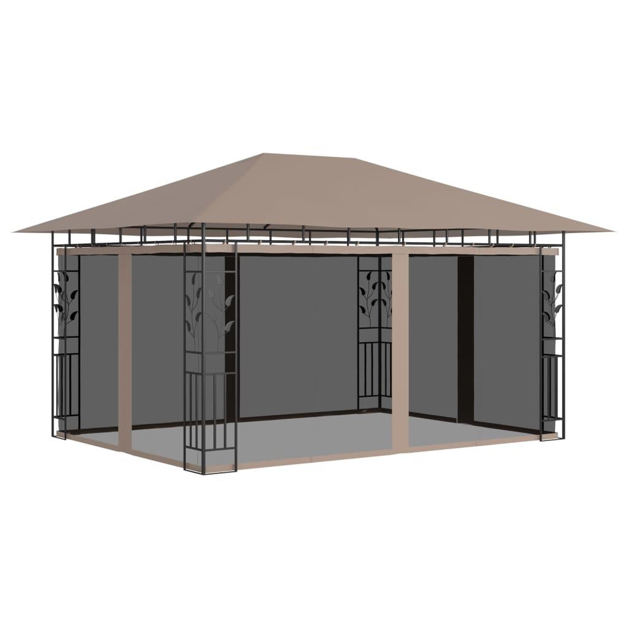 Voir la diapositive 3 : VIDAXL Tonnelle avec moustiquaire et lumieres LED 4x3x2,73 m Taupe