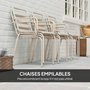 Voir la diapositive 4 : OUTSUNNY Salon de jardin 6 places 7 pièces - table à manger 6 chaises empilables - acier thermolaqué beige