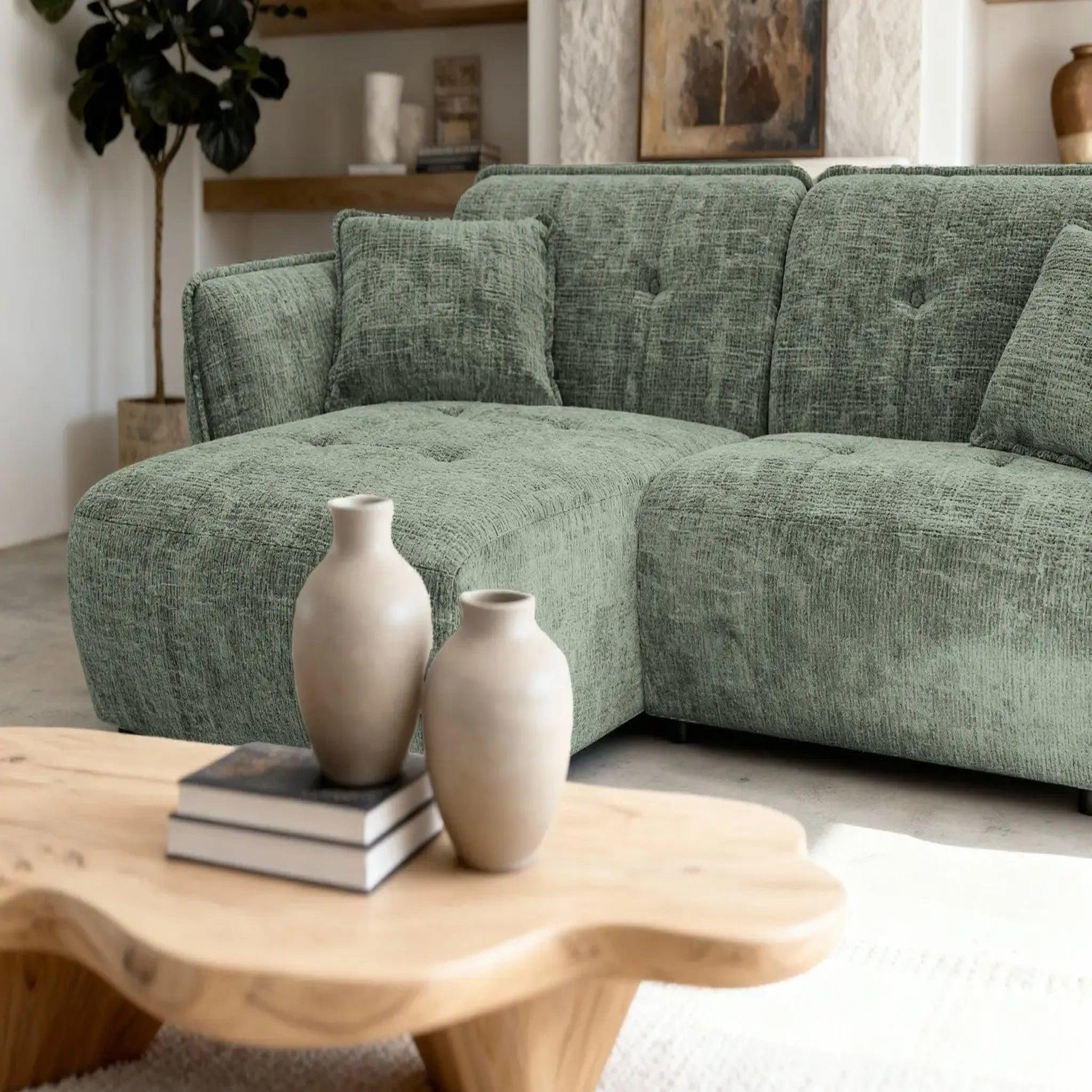 Voir la diapositive 4 : CASANOVA PARIS Mona - canapé d'angle tissu chenille 4 places droit