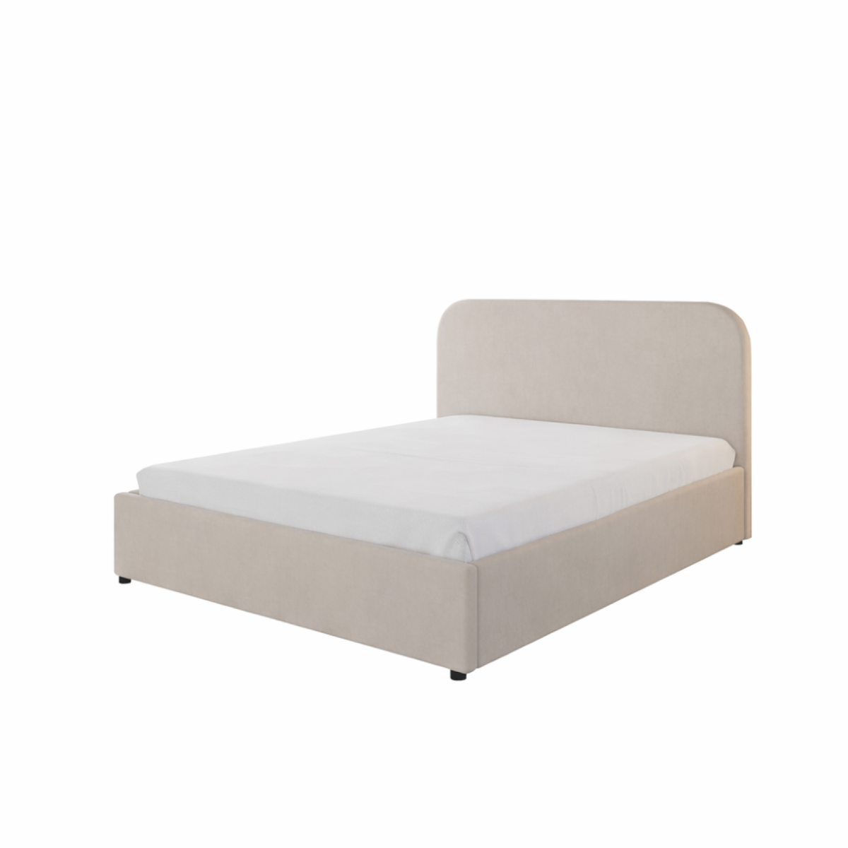 CONCEPT USINE Lit avec coffre de rangement 140x190cm velours beige HOUSTON