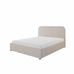 CONCEPT USINE Lit avec coffre de rangement 140x190cm velours beige HOUSTON