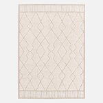 SWEEEK Tapis intérieur motif ethnique berbère, poils ras, beige et crème. Coloris disponibles : Beige