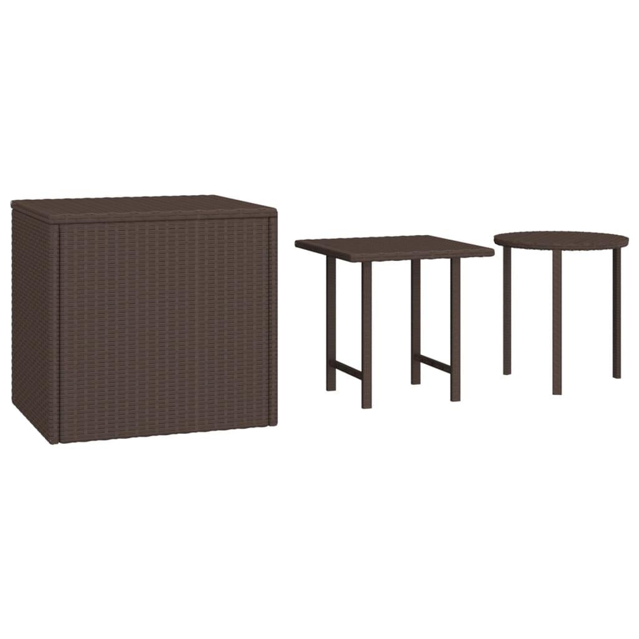 Voir la diapositive 2 : VIDAXL Tables d'appoint de jardin 3 pcs marron resine tressee