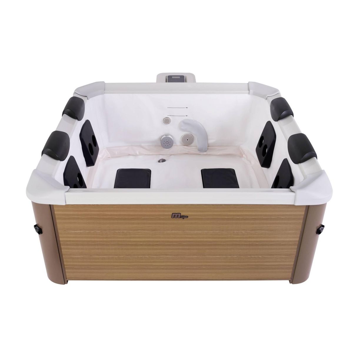 MSpa Spa rigide 6 places hydromassages. 4 coussins. OSLO AMBER. L 160 x P 160 x H 65 cm. beige