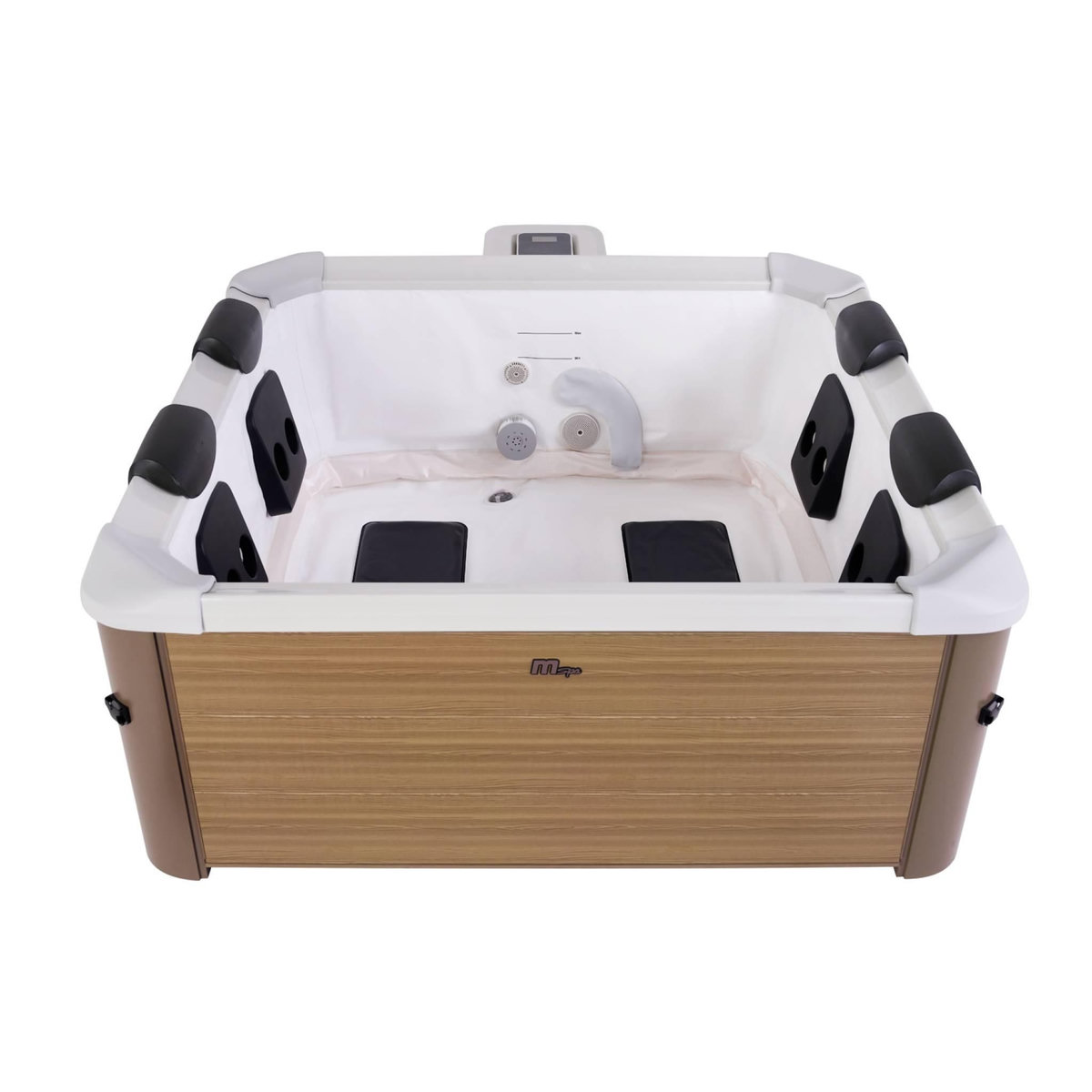 MSpa Spa rigide 6 places hydromassages. 4 coussins. OSLO AMBER. L 160 x P 160 x H 65 cm. beige