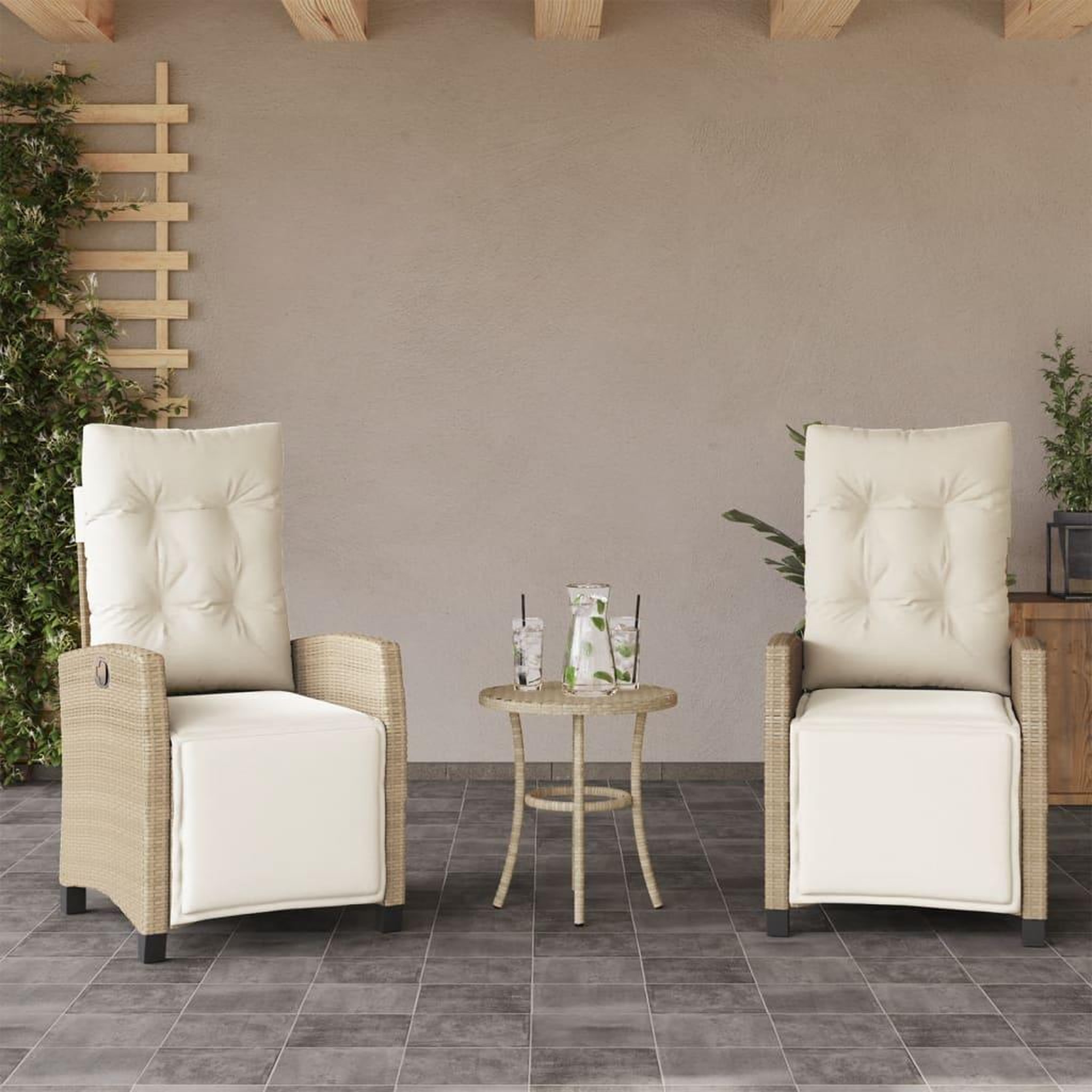 VIDAXL Chaises inclinables de jardin lot de 2 avec repose-pied rotin