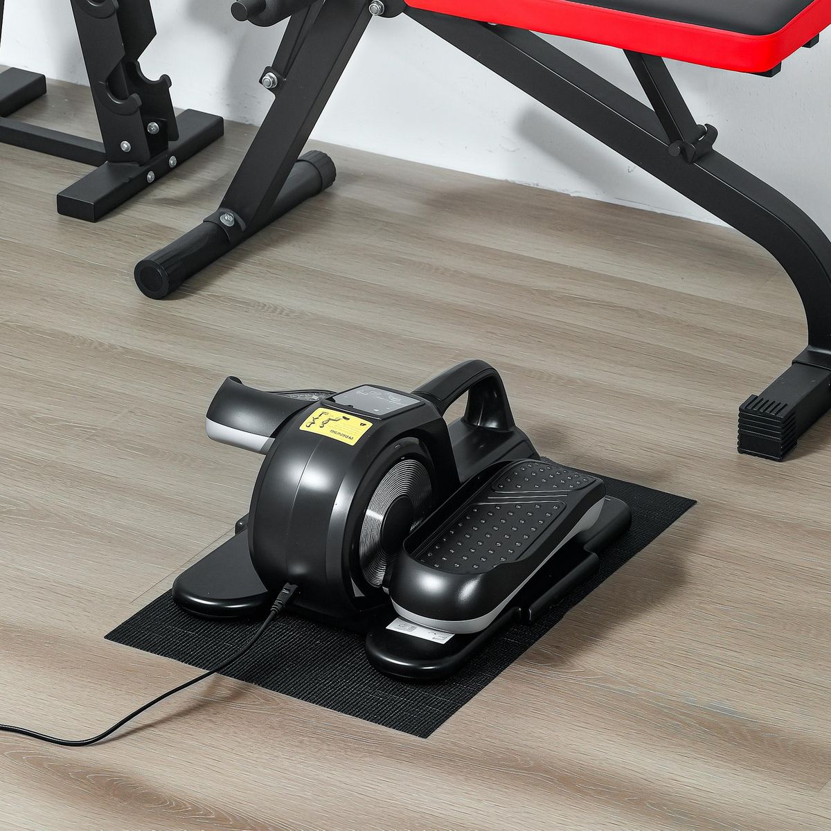 HOMCOM Mini vélo elliptique électrique - résistance réglable, compteur LCD - télécommande, bandes résistance et tapis inclus