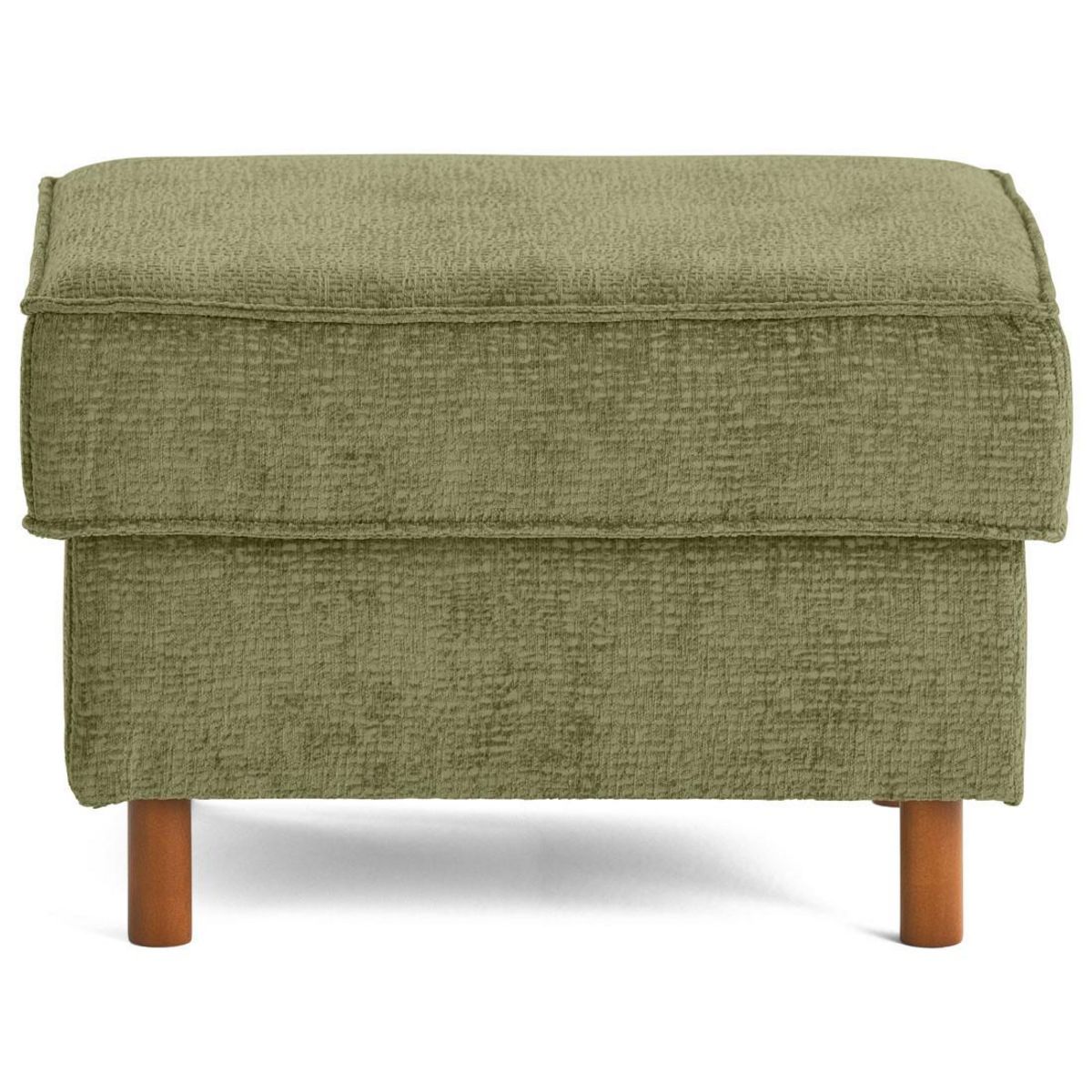 LISA DESIGN Jake - pouf en tissu velours relief - pieds en bois foncé